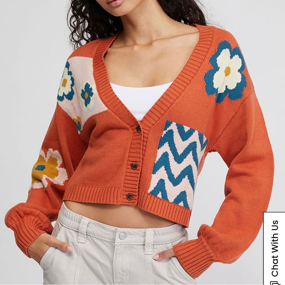 La Hearts Orange Cardigan Sweater